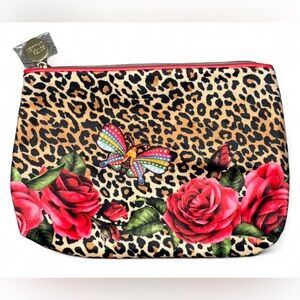 Lancôme Leopard Print Rose Butterfly Cosmetic Makeup Bag